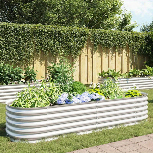 Raised Planter Box 240X80X44 Cm Galvanized Steel Silver