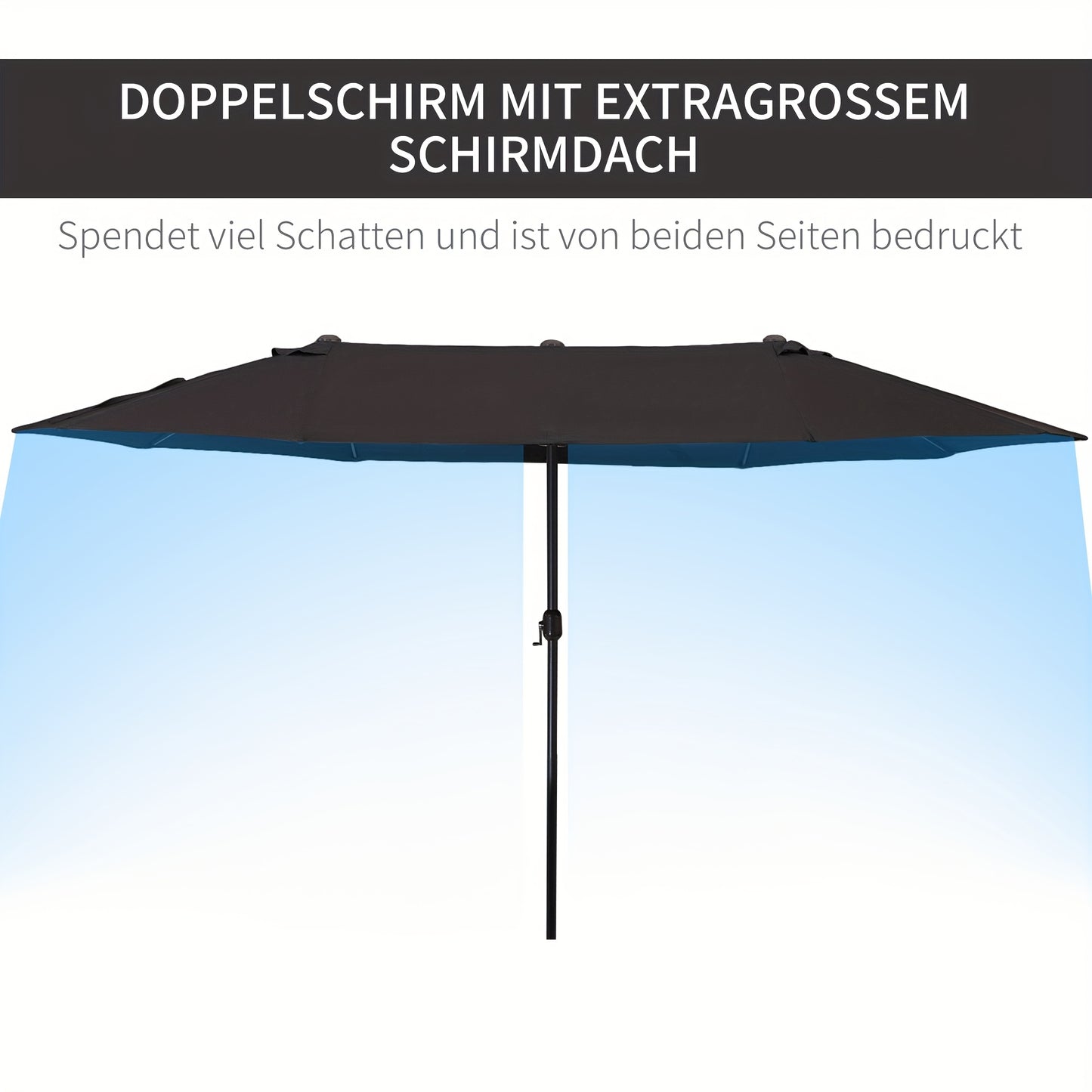 Parasol – Tuinparasol – Balkonparasol – Zweefparasol – Stokparasol – Zwart – 12-speer canopy – Scheurbestendig polyester