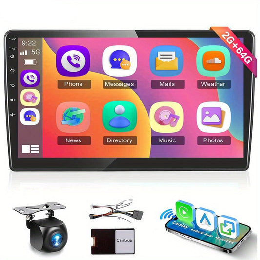 Autoradio – Car Stereo – Multimedia Speler – Auto Radio – Navigatiesysteem – 10,1 Inch HD Touchscreen – Draadloze CarPlay & Android Auto – Inclusief Canbus, WiFi, GPS, Achteruitrijcamera en Microfoon