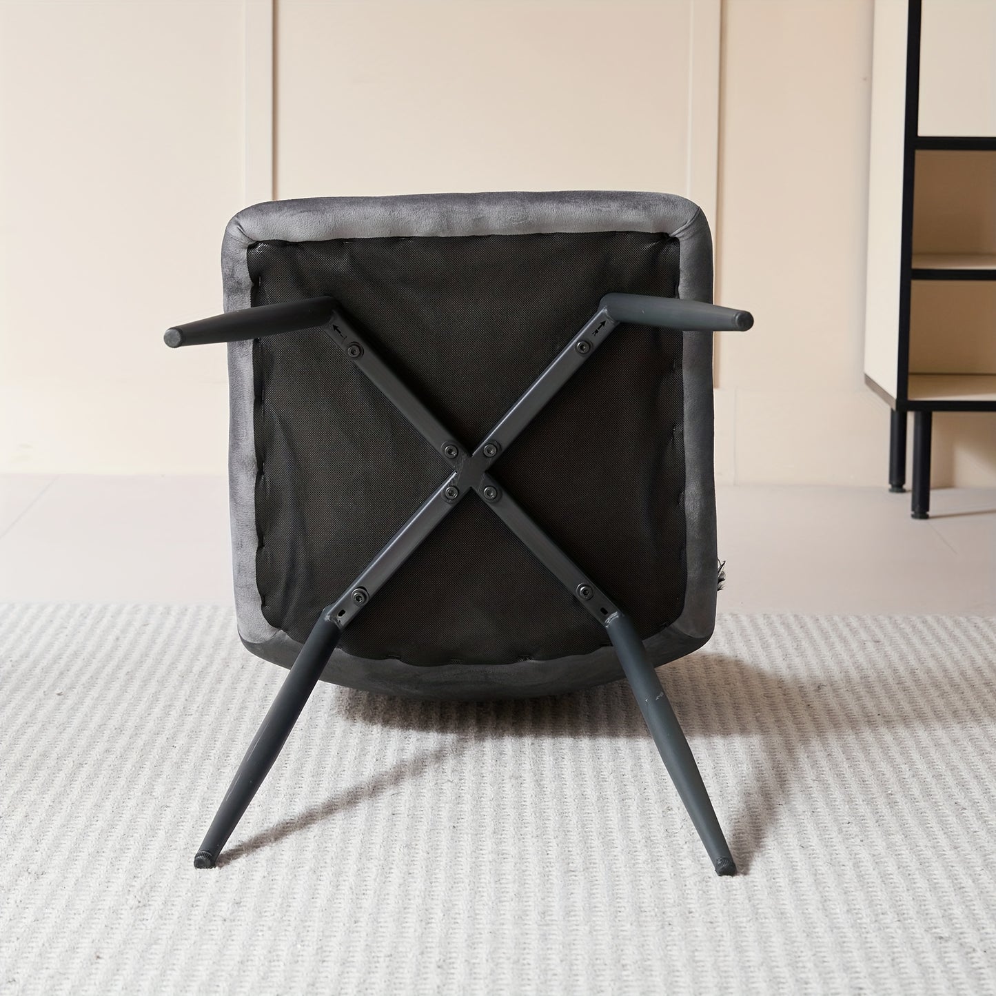 Eetkamerstoel – Stoel – Kuipstoel – Keukenstoel – Set Van 4 – Zwarte Fluwelen Bekleding – Metalen Poten Met Verstelbare Voetjes