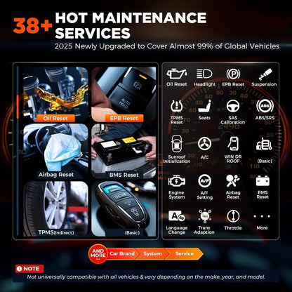 OBD2 Scanner – Diagnoseapparaat – Auto Uitlezer – Codelezer – Uitleesapparaat – 38 Servicefuncties – USB Voeding & Wi-Fi Updates