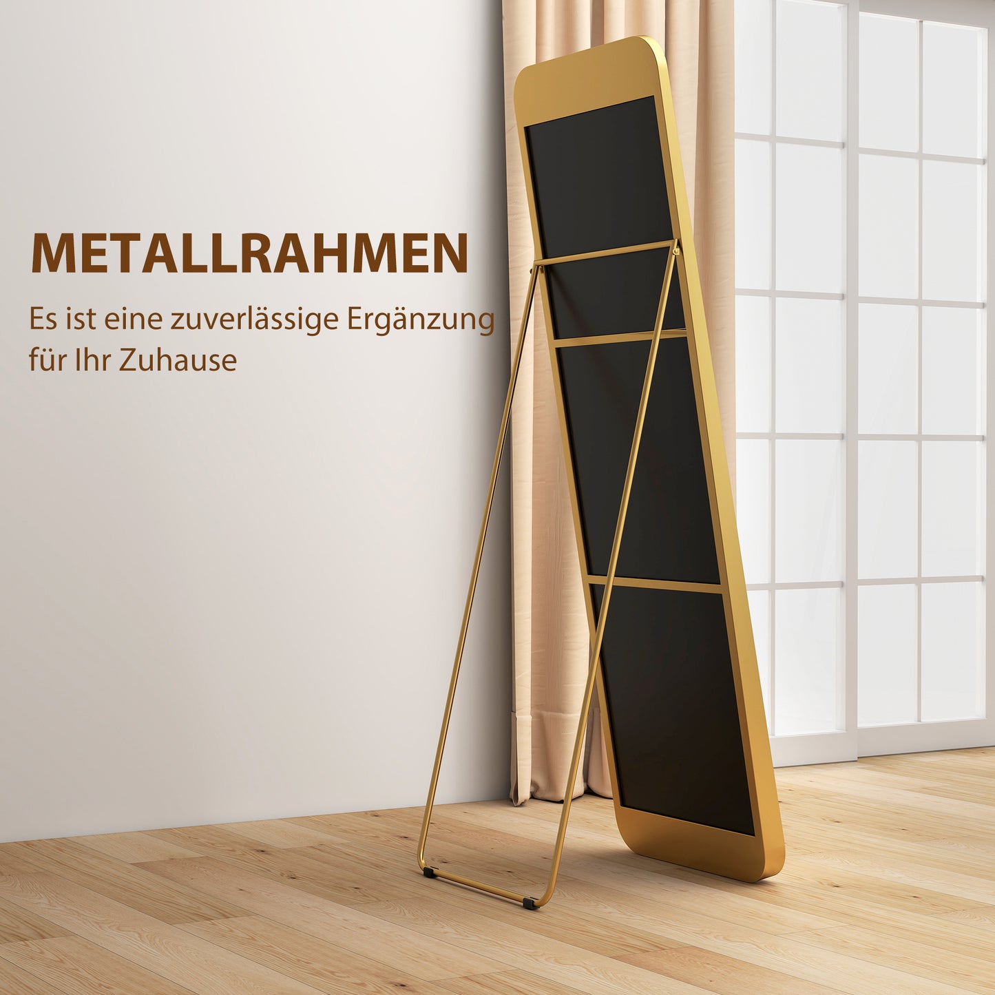 Staande Spiegel – Volledige Lengte Spiegel – Vloerspiegel – Vrijstaande Spiegel – Kantelbare Spiegel – Goud – Metaal Frame – 160x50 cm