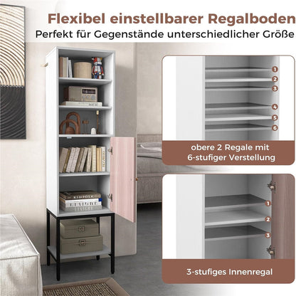 Smalle Kast – Smalle Opbergkast – Hoge Kast – Badkamerkast – Witte Kast – Verstelbare Planken – Compact 38x30x146 cm