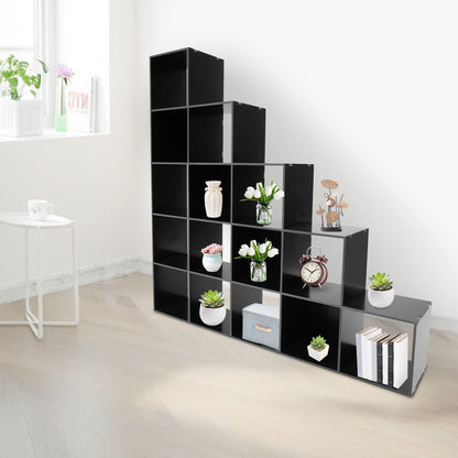 15-Cube L-Shaped Storage Bookcase | Black Plastic Freestanding Organizer for Home & Office, Contemporary Style by NaMaSyo, Corner Shelves