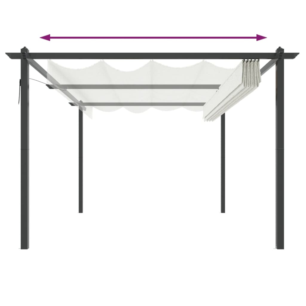 Tuinafscheiding – Tuinscherm – Privacyscherm – Windscherm – Tuinafsluiting – Uitschuifbaar Dak – Gepoedercoat Stalen Frame – 3x3m – Crème