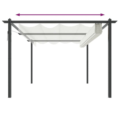 Tuinafscheiding – Tuinscherm – Privacyscherm – Windscherm – Tuinafsluiting – Uitschuifbaar Dak – Gepoedercoat Stalen Frame – 3x3m – Crème