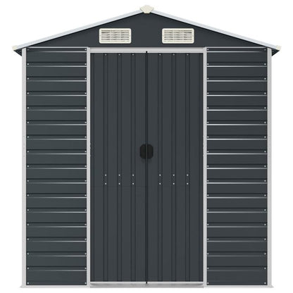 Large Heavy-Duty Metal Outdoor Storage Shed with Gabled Roof & Sloped Sides - Anthracite (Sier ) Temporary Removable Garden Organizer, 191x215x198cm, Durable Steel Construction for Backyard, Patio, or Garden Storage - Ideal f