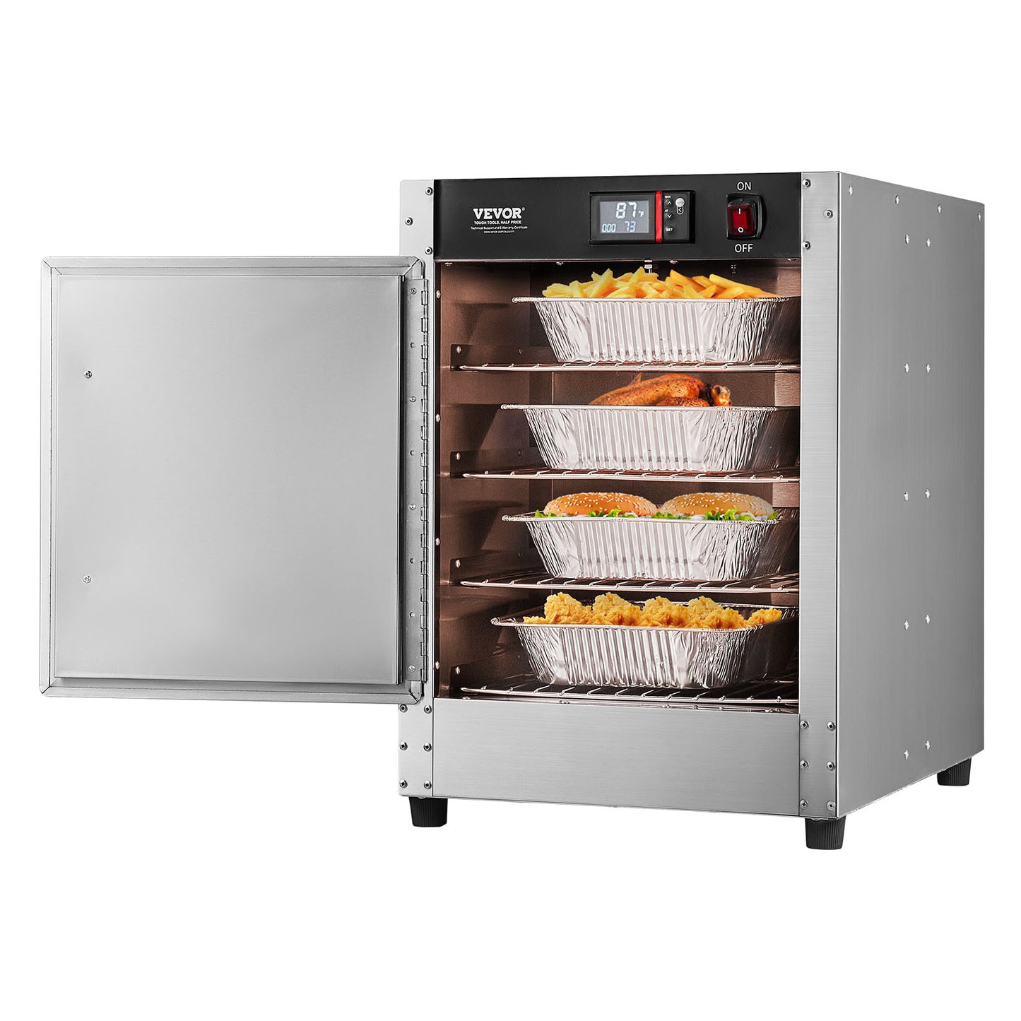 Voedselwarmer – Warmhoudkast – Hotbox – Eten Warmer – Food Cabinet – 4-laags – 201 RVS Behuizing – 360° Luchtcirculatie Met Waterschotel