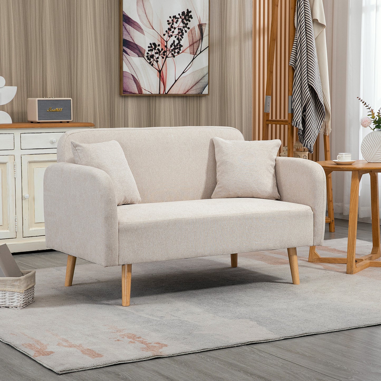 2-Zitsbank – Tweezitsbank – Loveseat – Compacte Sofa – Zithoek – Fluweelachtige Bekleding – Inclusief 2 Kussens – Ruimtebesparend Ontwerp 130x70x80 cm