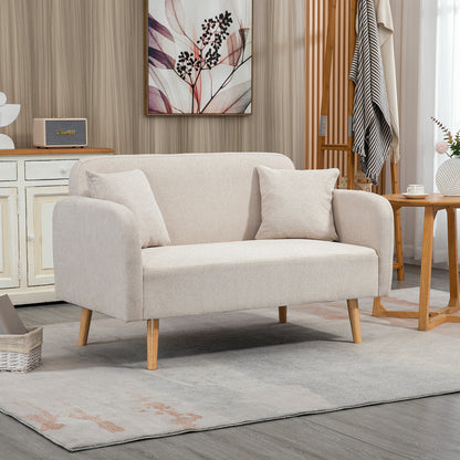 2-Zitsbank – Tweezitsbank – Loveseat – Compacte Sofa – Zithoek – Fluweelachtige Bekleding – Inclusief 2 Kussens – Ruimtebesparend Ontwerp 130x70x80 cm