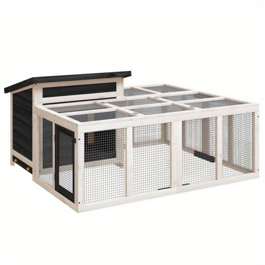 Konijnenhok – Konijnenkooi – Knaagdierenhok – Dierenverblijf – Buitenhok – Massief Grenenhout – 144x123x67,5 cm – Duurzaam en Weerbestendig