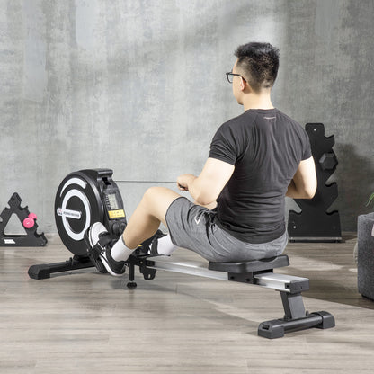 Roeitrainer – Roeimachine – Fitnessapparaat – Indoor Rower – Sportmachine – Zwart/Zilver – Klapbaar Design – 8 Weerstandsniveaus