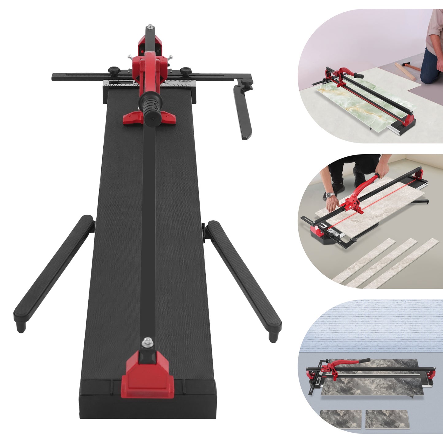 Tegelknipper – Tegelsnijder – Tegelsnijmachine – Tegel Snijder Handmatig – Rood – Infrared Richtlijn – Verstelbare Snijdikte 4-15mm