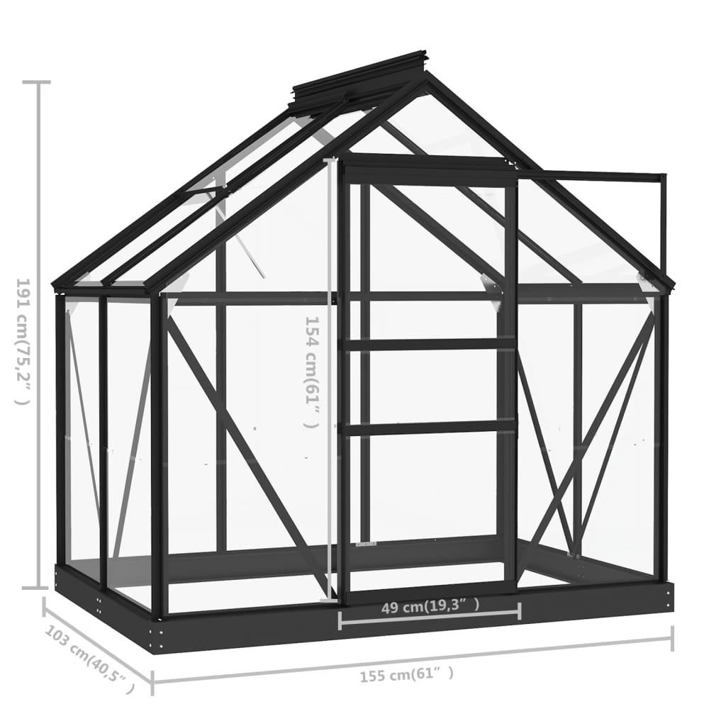 Kweekkas – Tuinkas – Broeikas – Serre – Kas – Aluminium & Stalen Frame – UV-bestendig Thermisch Glas – 155x103x191 cm