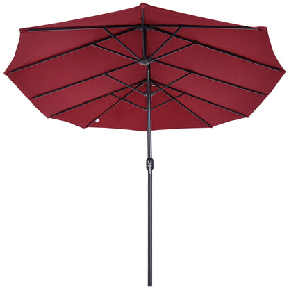 Tuinparasol – Zonnescherm – Terrasparasol – Marktparasol – Dubbele Parasol – Ovale Vorm 270x180 cm – Handmatige Slinger – Waterafstotende Stof Donkergroen