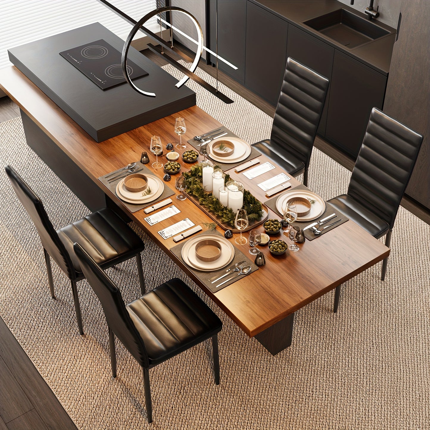 Moderne Eetkamerstoel – Comedor Silla – Sillas Para Comedor – Silla Comedor Moderna – Banquetas Desayunador – Zwart – Zacht Gevoerd – Metaalvrij Frame