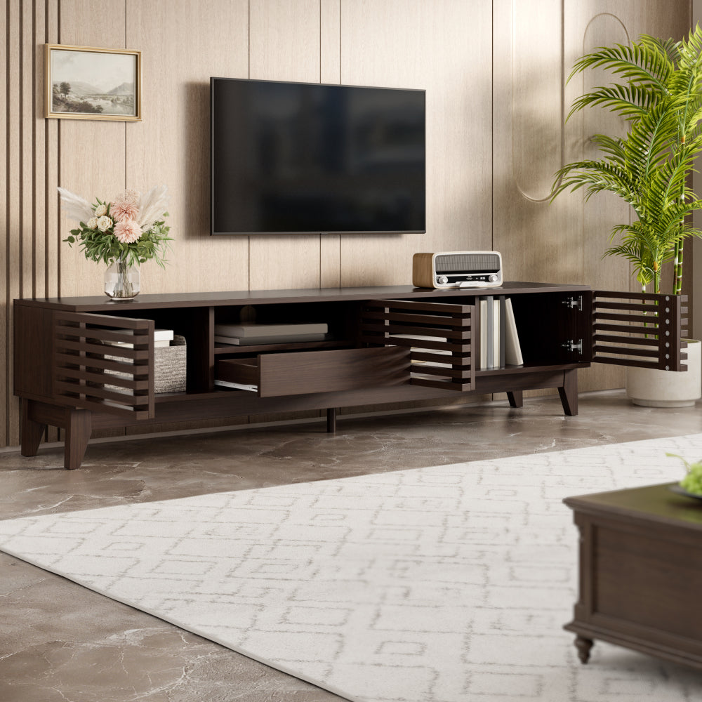 A TV cabinet with one drawer and three doors, TV furniture, TV panels, TV stools, TV cabinets. The unique design, measuring 170cm in width, 35cm in depth and 40cm in height, provides ample space for your TV and other multimed