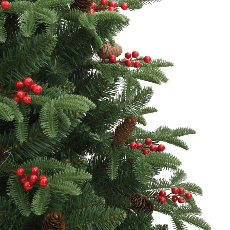 180cm (5'10") Foldable Artificial Christmas Tree with Cones & Berries - Full, Heavy Base, Space-Saving Design for Small Spaces, Easy Setup, Sturdy Floor Decoration for Living Room, Apartment, Office - No Assembly Required, Du