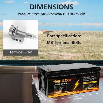 MFUZOP 3*12V 200Ah LiFePO4 Battery 2560Wh 15000+ Deep Cycle Lithium Battery 200A BMS Suitable for RV Camping Solar Golf Cart Home Energy Storage Off-Grid System