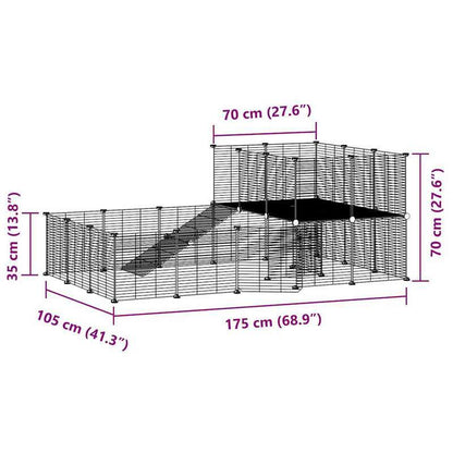 Dierenkooi – Huisdierenkooi – Ren – Konijnenkooi – Knaagdierkooi – 36 Panelen – Stevige Stalen Constructie – 35x35 cm Panelen – Met Zwarte Deur