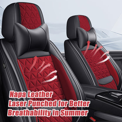 Autostoelhoes Leer – Stoelbeschermer Auto – Autostoelbekleding – Set Autostoelhoezen – Rode Variant – Ademend PU Leer – Volledige Set 5 Stoelen