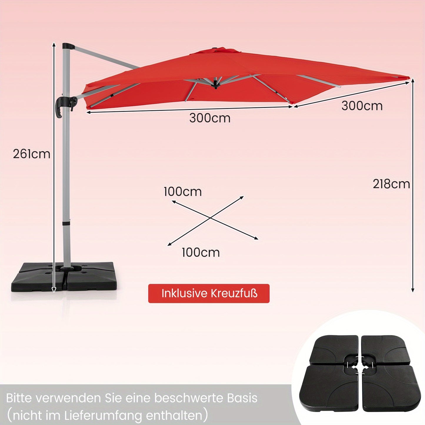 Parasol – Terrasparasol – Tuinparasol – Buitenscherm – Zonnescherm – 3 Meter Breed – Verstelbaar Met 5 Kantelstanden