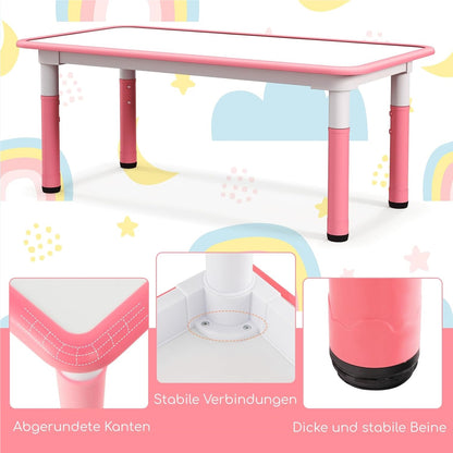 Kinder Tafel – Kindermeubelset – Speeltafel – Stoelenset – Peuter Tafel – Verstelbare Hoogte – Groot Graffiti Tafelblad – Roze
