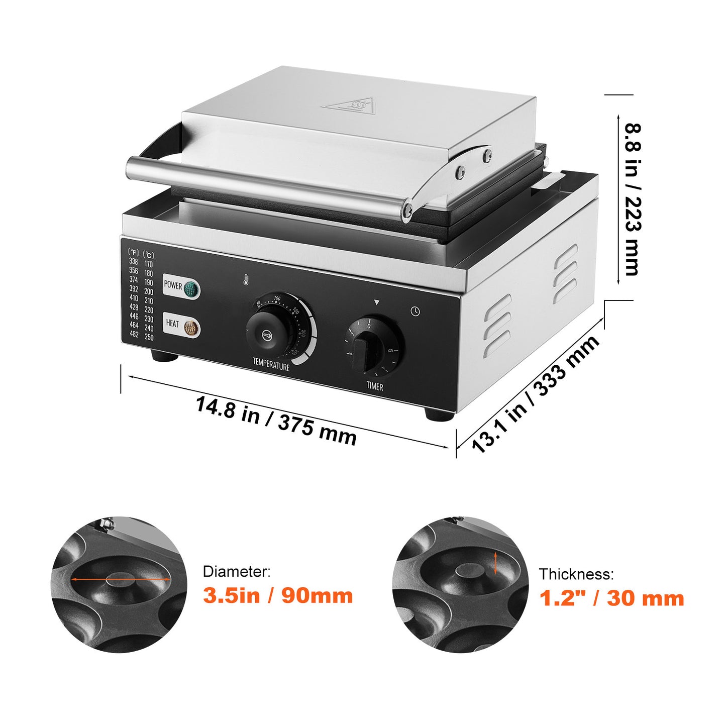 Donutmaker – Donutmachine – Mini Donut Maker – Donut Bakvorm – Wafelmaker – 12 Donuts Tegelijk – 1550W Roestvrij Staal Met Dubbelzijdige Verwarming