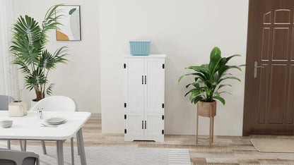 Keukenkast – Keukenkastje – Keukenkast Opbergruimte – Keuken Buffet – Keukenmeubel – Wit MDF – 2 Deuren 3 Planken
