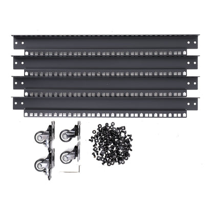 12U Open Frame Serverrek – Serverkast – Netwerkrek – Serverrack – Kabelrek – Verstelbare Diepte 23-40 Inch – Zwart Koudgewalst Staal Met Wielen