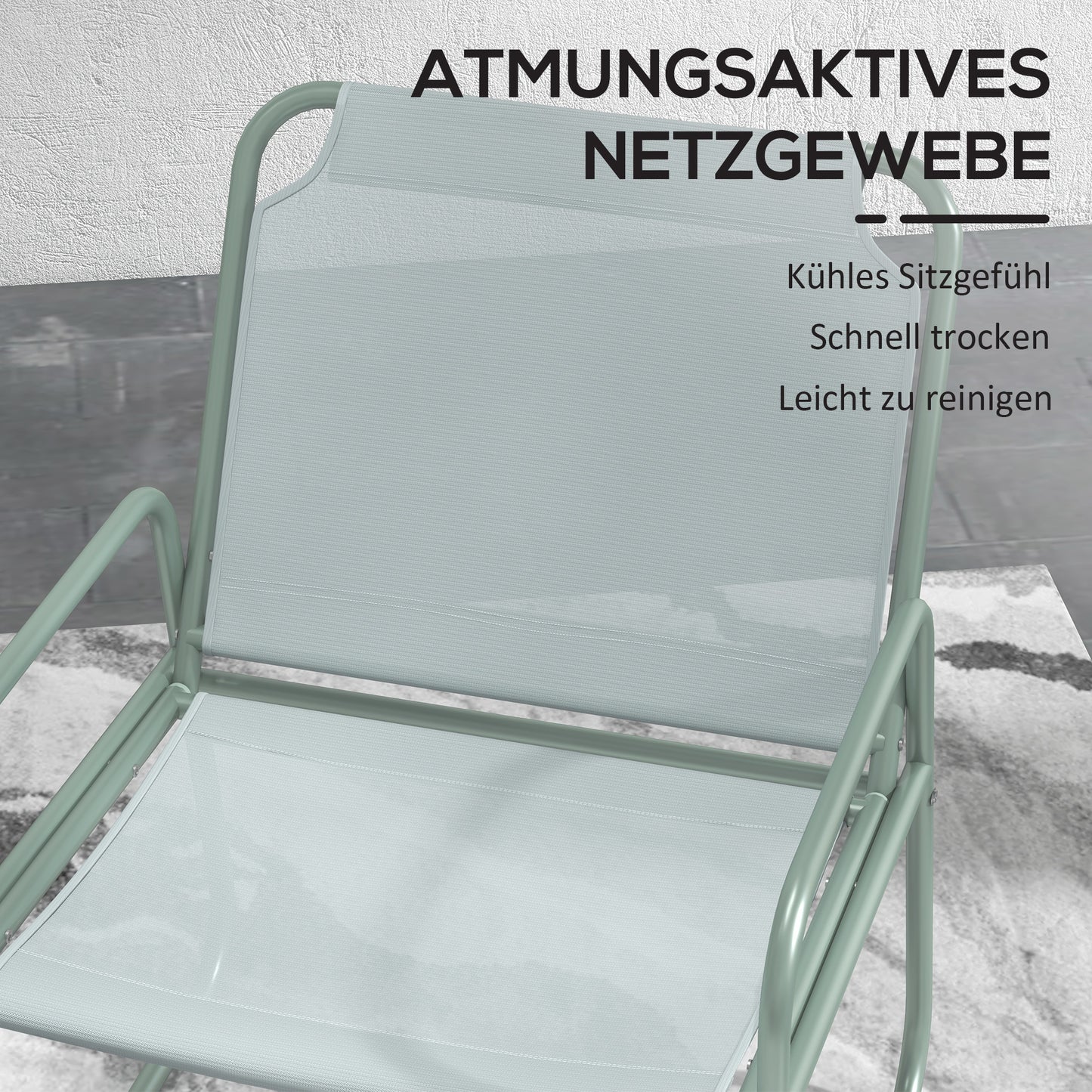 Tuinset – Tuinmeubelset – Bistroset – Balkonset – 3-delig Groen – Ademend Stof – Compact Rond Tafel 60 cm