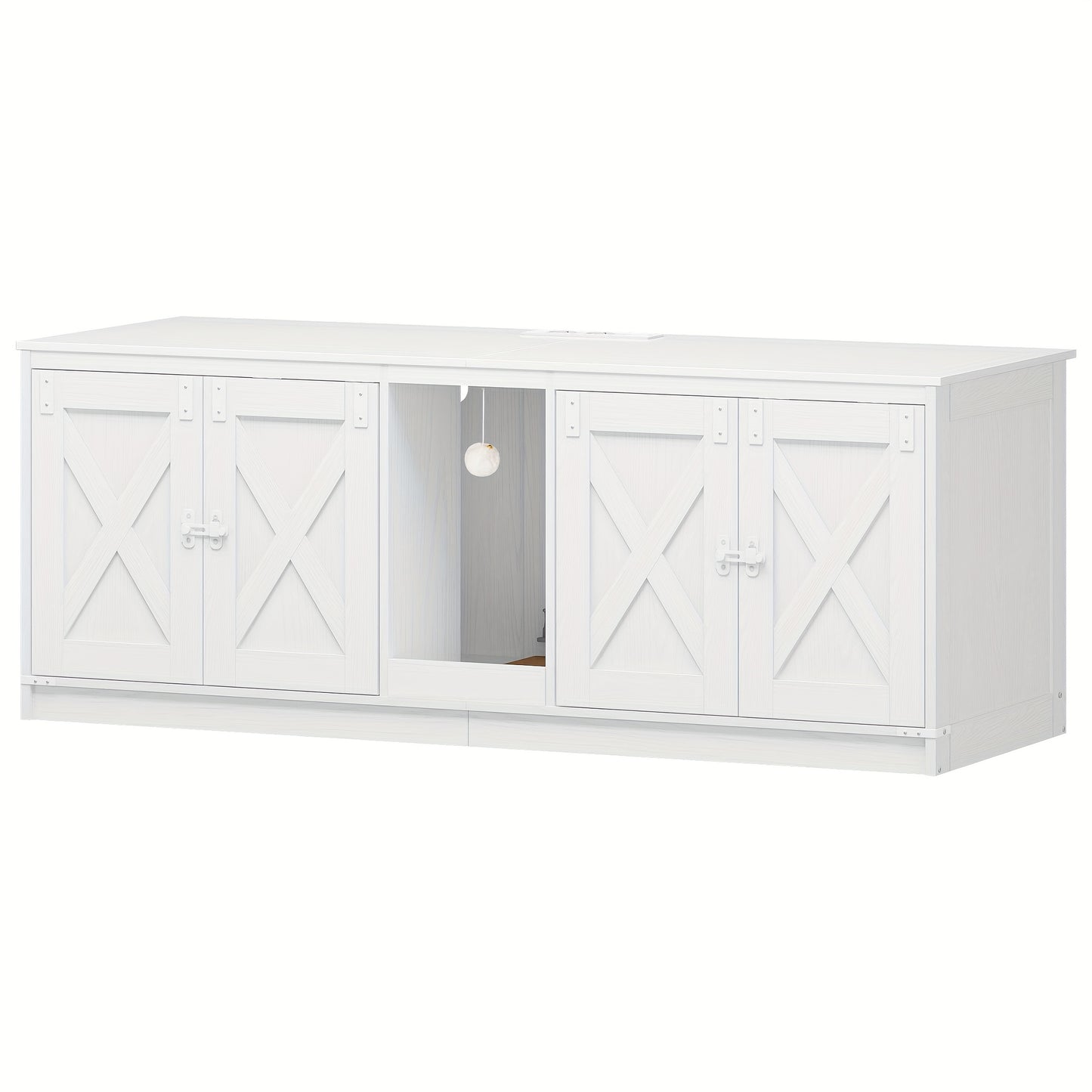 Kattenkast – Kattenhuis – Kattenbak Kast – Kattenmeubel – Kattenhol – 140x50x53,5 cm – Dubbele Ingangen Met USB- en Stroomvoorzieningen