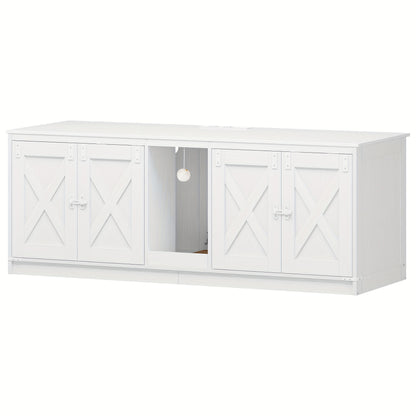 Kattenkast – Kattenhuis – Kattenbak Kast – Kattenmeubel – Kattenhol – 140x50x53,5 cm – Dubbele Ingangen Met USB- en Stroomvoorzieningen