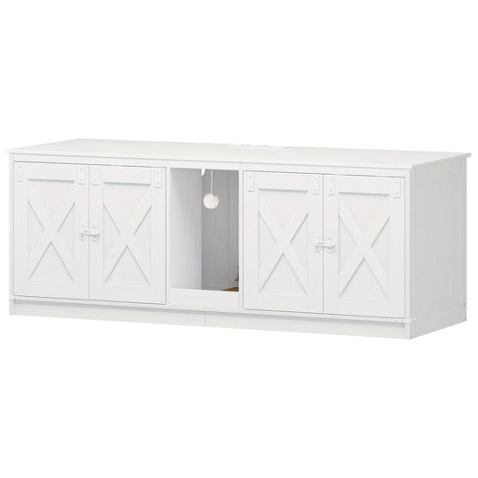 Kattenkast – Kattenhuis – Kattenbak Kast – Kattenmeubel – Kattenhol – 140x50x53,5 cm – Dubbele Ingangen Met USB- en Stroomvoorzieningen
