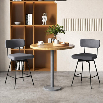 Barstoel – Barkruk – Barstoel Kruk – Barkrukken Set – Keukenstoel – Draaibaar – Zithoogte 63,5 cm – Gestoffeerd Met Rugleuning