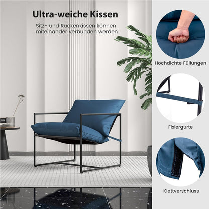 Slingstoel – Lounge Stoel – Accentstoel – Strandstoel – Klapstoel – Set Van 2 – Met Metalen Frame – Ademend Stoffen Zitvlak