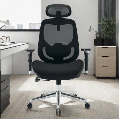 Ergonomische Bureaustoel – Bureaustoel voor Langere Mensen – Kantoorstoel – Werkstoel – Gamingstoel – Zwart – 4D Verstelbare Armleuningen – Rug- en Nekondersteuning
