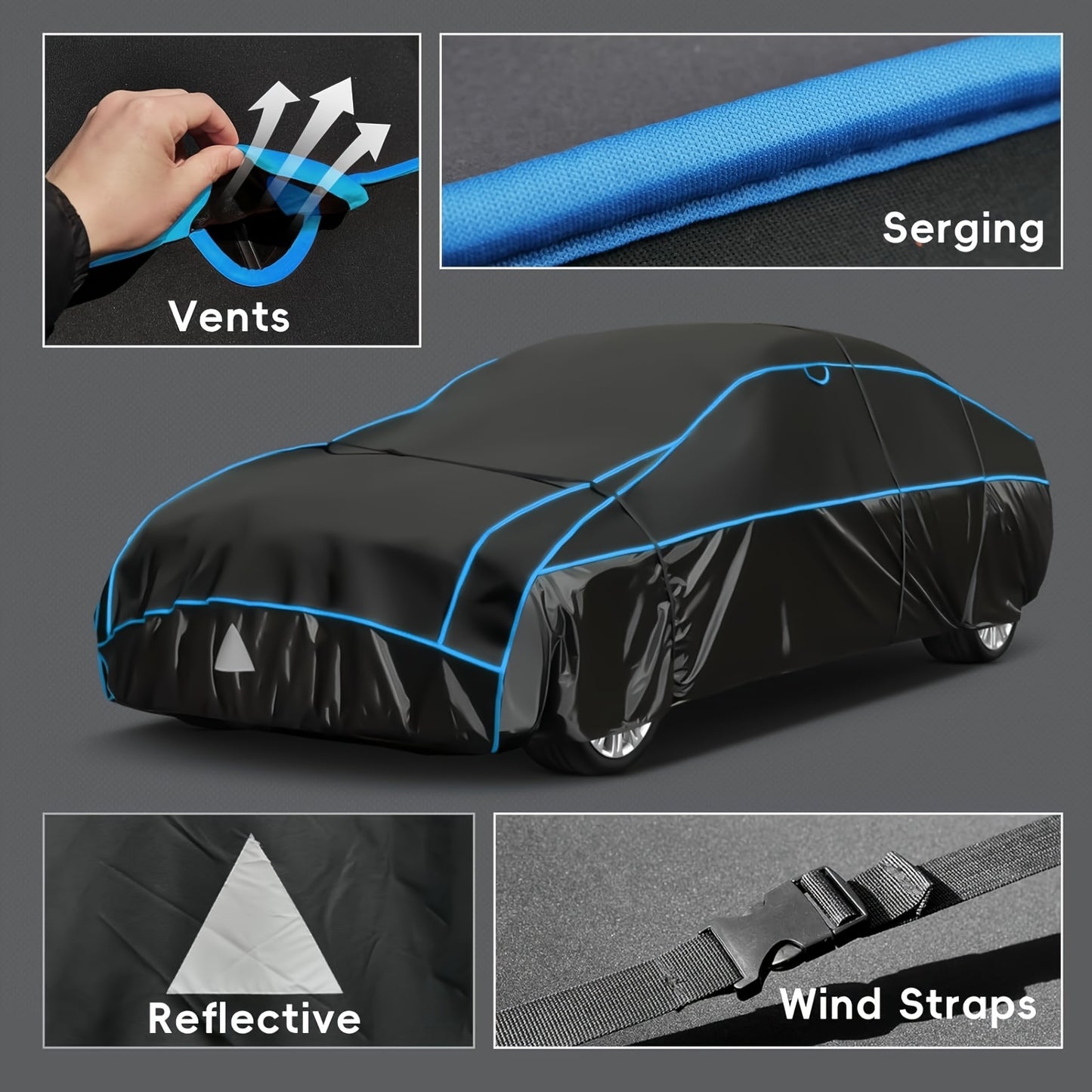 Autodeken Hagelbestendig – Autohoes Waterdicht – Wagenhoes Bescherming – Voertuighoes UV-bestendig – Geschikt Voor SUV’s 485-510 cm – 5 mm EVA Schokabsorberend – 300D Oxford Stof Duurzaam
