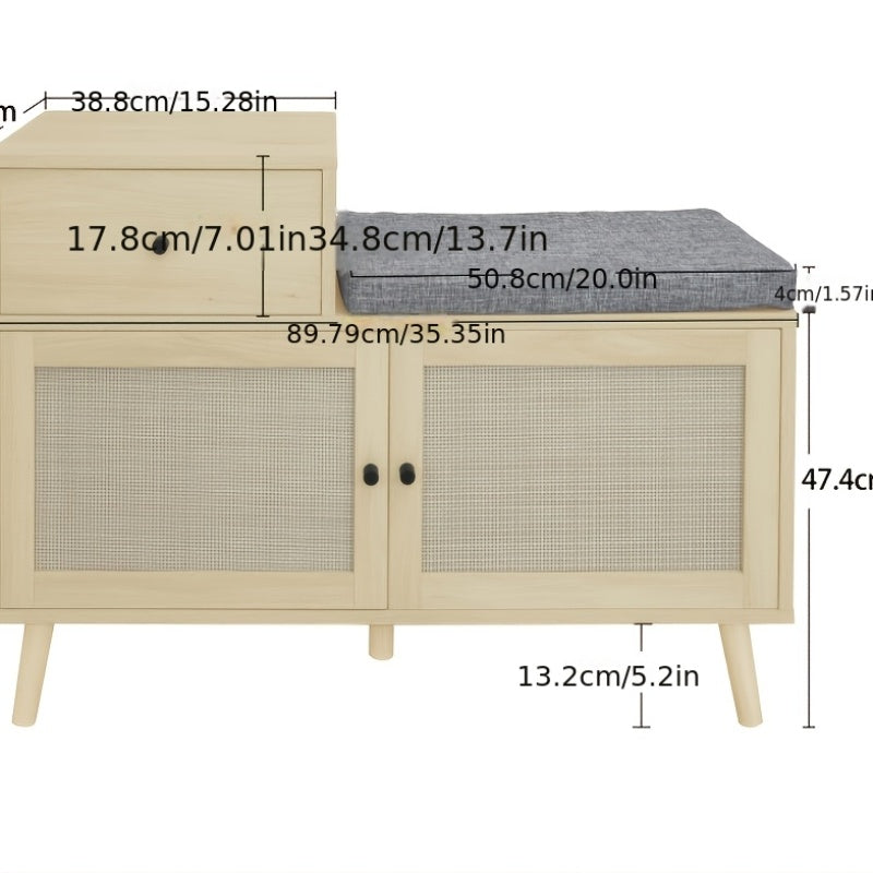 Schoenenkast – Schoenenrek – Schoenenopberger – Schoenenkast Voor Hal – Schoenenbankje – Wit – Compact 3,2 Kubieke Voet Opbergruimte – Comfortabele Gevoerde Zitbank