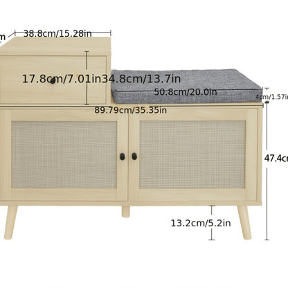 Schoenenkast – Schoenenrek – Schoenenopberger – Schoenenkast Voor Hal – Schoenenbankje – Wit – Compact 3,2 Kubieke Voet Opbergruimte – Comfortabele Gevoerde Zitbank