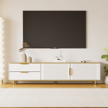 TV-kast – Tv-meubel – Mediameubel – Dressoir – Audiomeubel – Wit-Gouden Design – Krasbestendig Spaanplaat – 175 cm Breedte