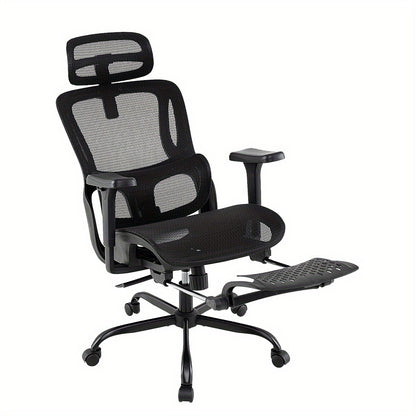 Ergonomische Bureaustoel – Bureaustoel Home Office – Werkstoel – Kantoormeubilair – Draaistoel – Verstelbare Hoofdsteun – Ademend Mesh Rugleuning – Zwart