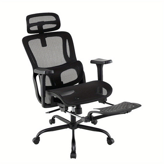 Ergonomische Bureaustoel – Bureaustoel Home Office – Werkstoel – Kantoormeubilair – Draaistoel – Verstelbare Hoofdsteun – Ademend Mesh Rugleuning – Zwart