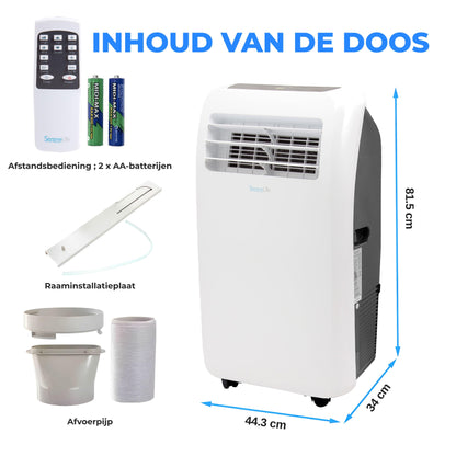 Mobiele airco – Draagbare airconditioner – Verkoeler – Ontvochtiger – Ventilator – 12.000 BTU – Stil en Compact ontwerp