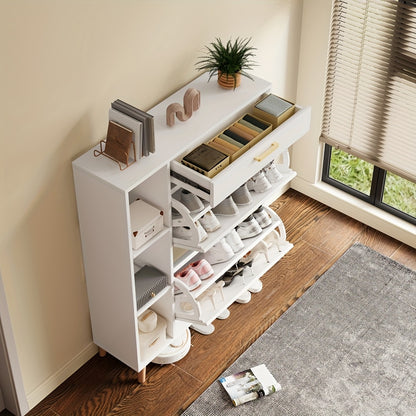 Schoenenkastje – Schoenenkast – Schoenenopberger – Schoenenrek – Halmeubel – Smal Design – 15 Paar Schoenen – Hardhouten Spaanplaat – Gouden Handgrepen