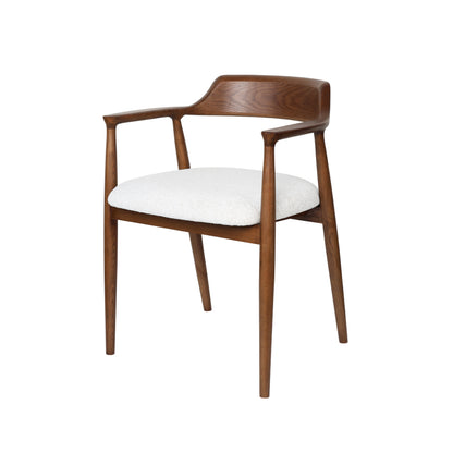 Fauteuil – Kuipstoel – Armstoel – Relaxstoel – Loungestoel – Mid-Century Design – Walnoot en Wit Essenhout – Comfortabele Foam Zitting met Textuurbekleding