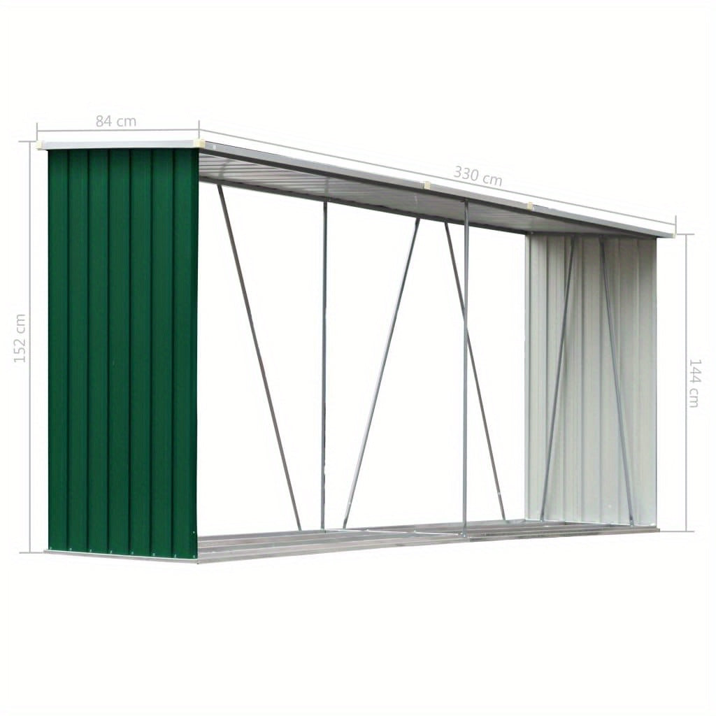Houtopslag – Brandhoutrek – Haardhoutrek – Houtberging – Houtrek – Gegalvaniseerd Staal – 330x84x152 cm – Weerbestendig en Ventilerend