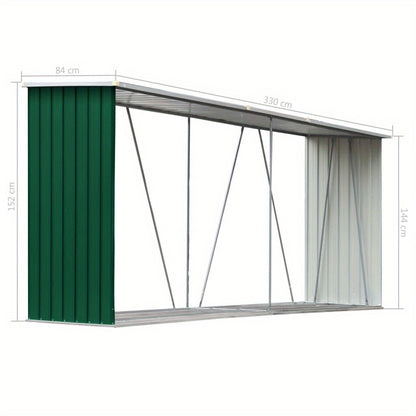 Houtopslag – Brandhoutrek – Haardhoutrek – Houtberging – Houtrek – Gegalvaniseerd Staal – 330x84x152 cm – Weerbestendig en Ventilerend
