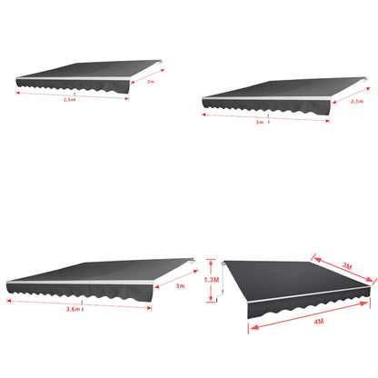 Manual Articulated Arm Awning Awning with Crank, Sun Awning Sun Protection Balcony Awning Patio Awning Clamp Awning for Balcony And Veranda Dark Gray