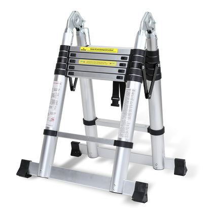 Telescopische Aluminium Ladder – Uitschuifladder – Opvouwbare Ladder – Doe-Het-Zelf Ladder – Werksteiger – Lichtgewicht Aluminium – Veilig Vergrendelingssysteem